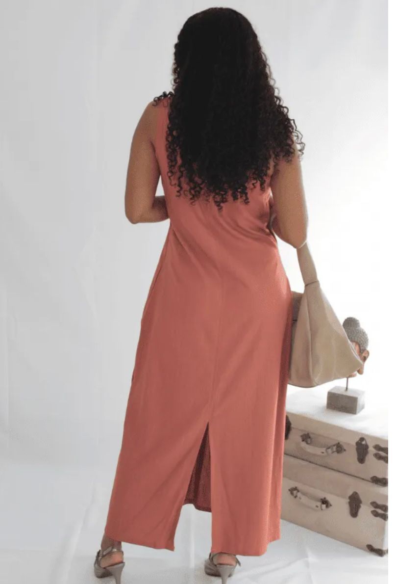 Vestido terracota liso - G