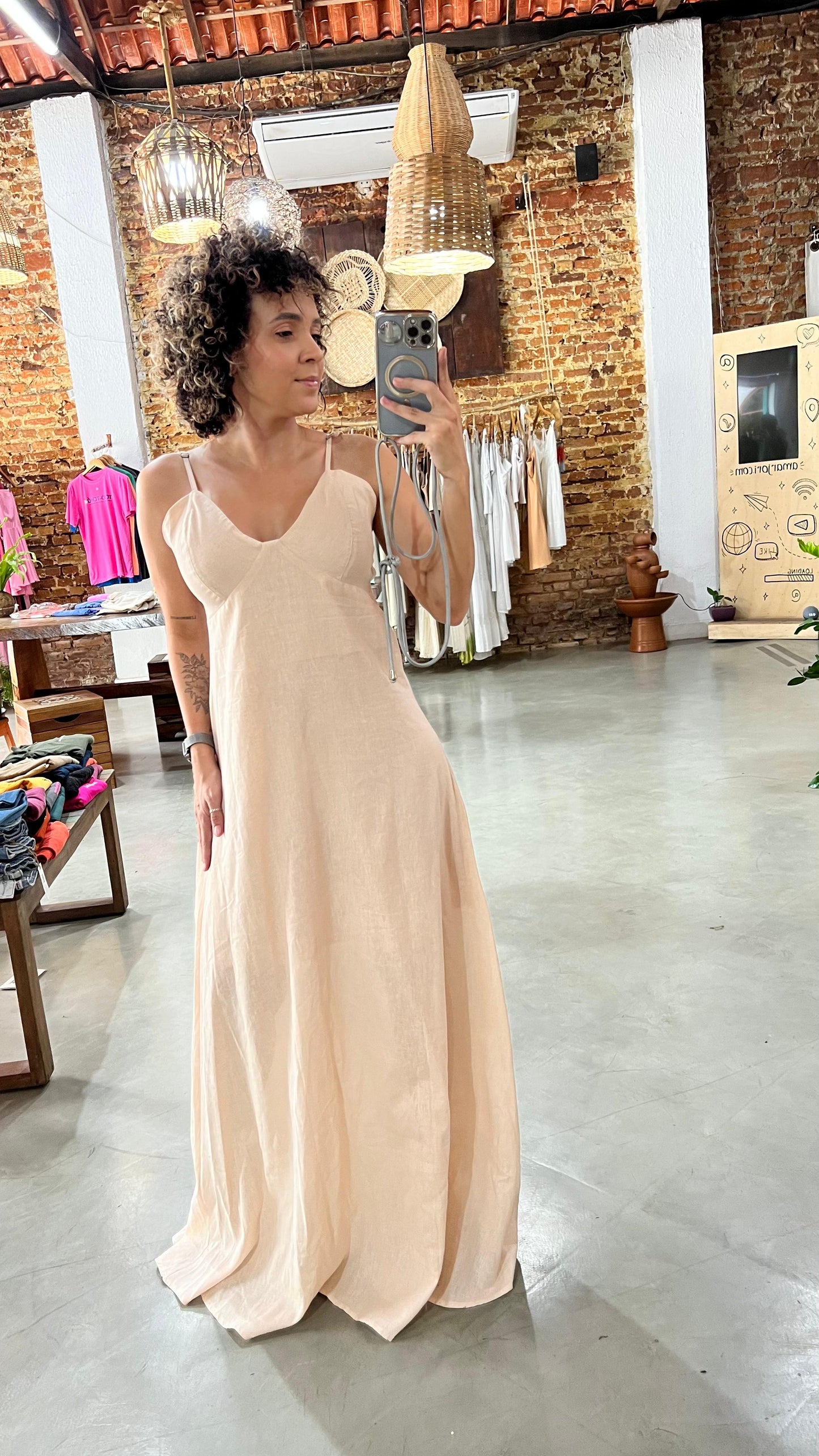 Vestido longo linho