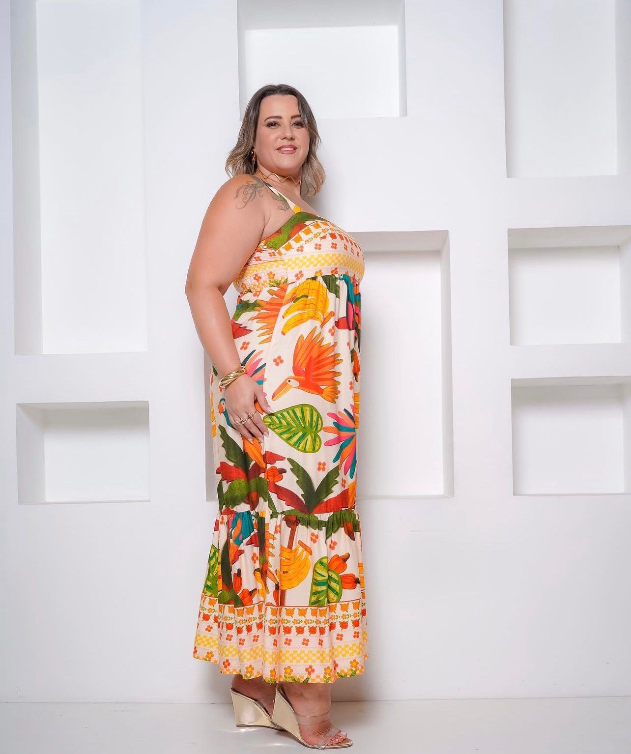 Vestido Floral longo - Tam GG