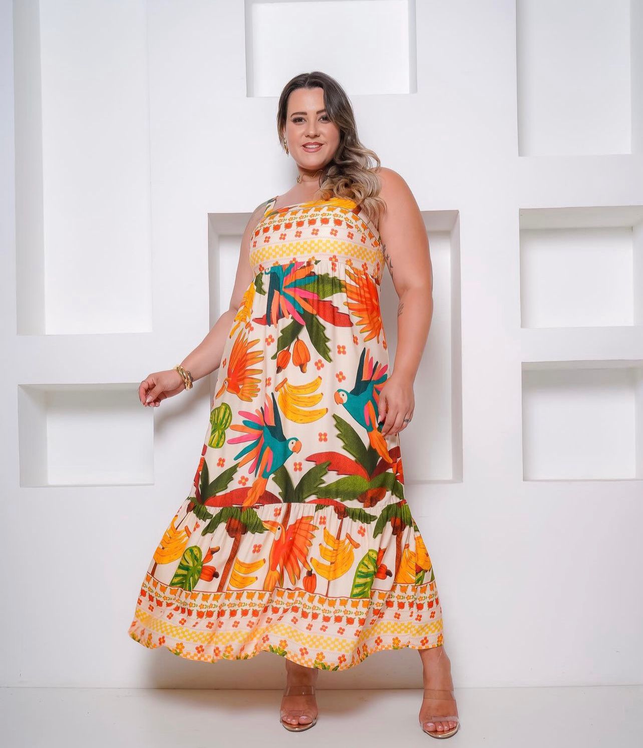 Vestido Floral longo - Tam GG