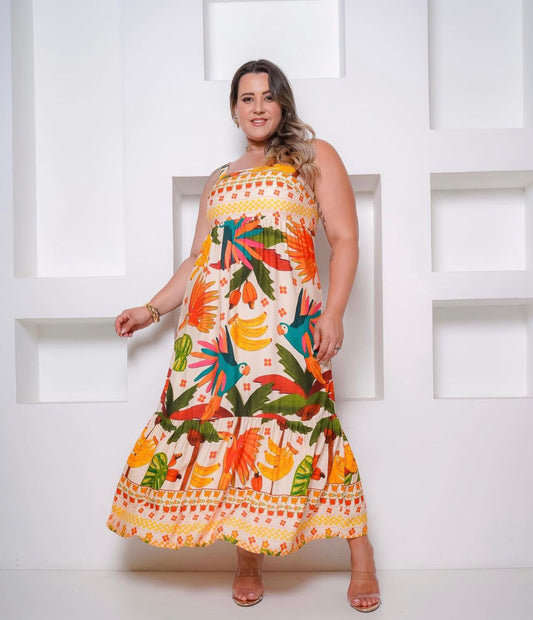 Vestido Floral longo - Tam GG