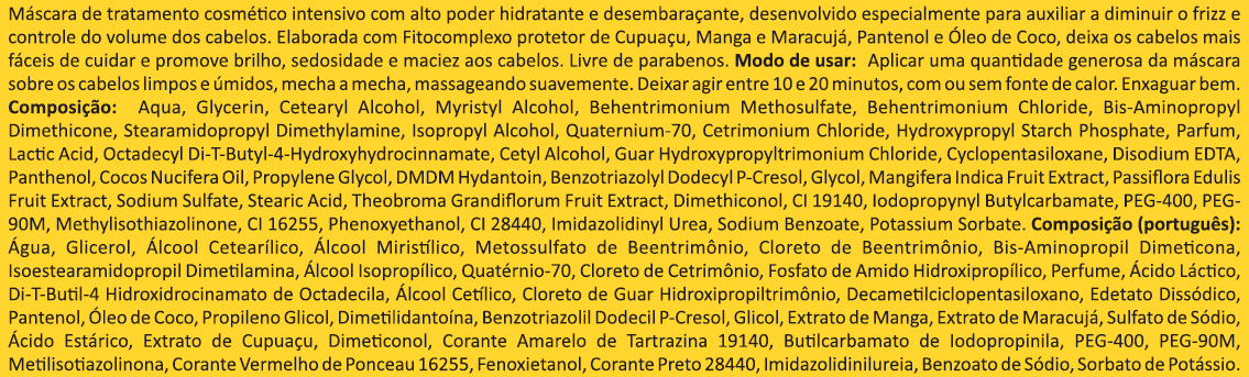 MASCARA HIDRATANTE ELA É DO SAMBA AMARJORI ANTI FRIZZ 300g