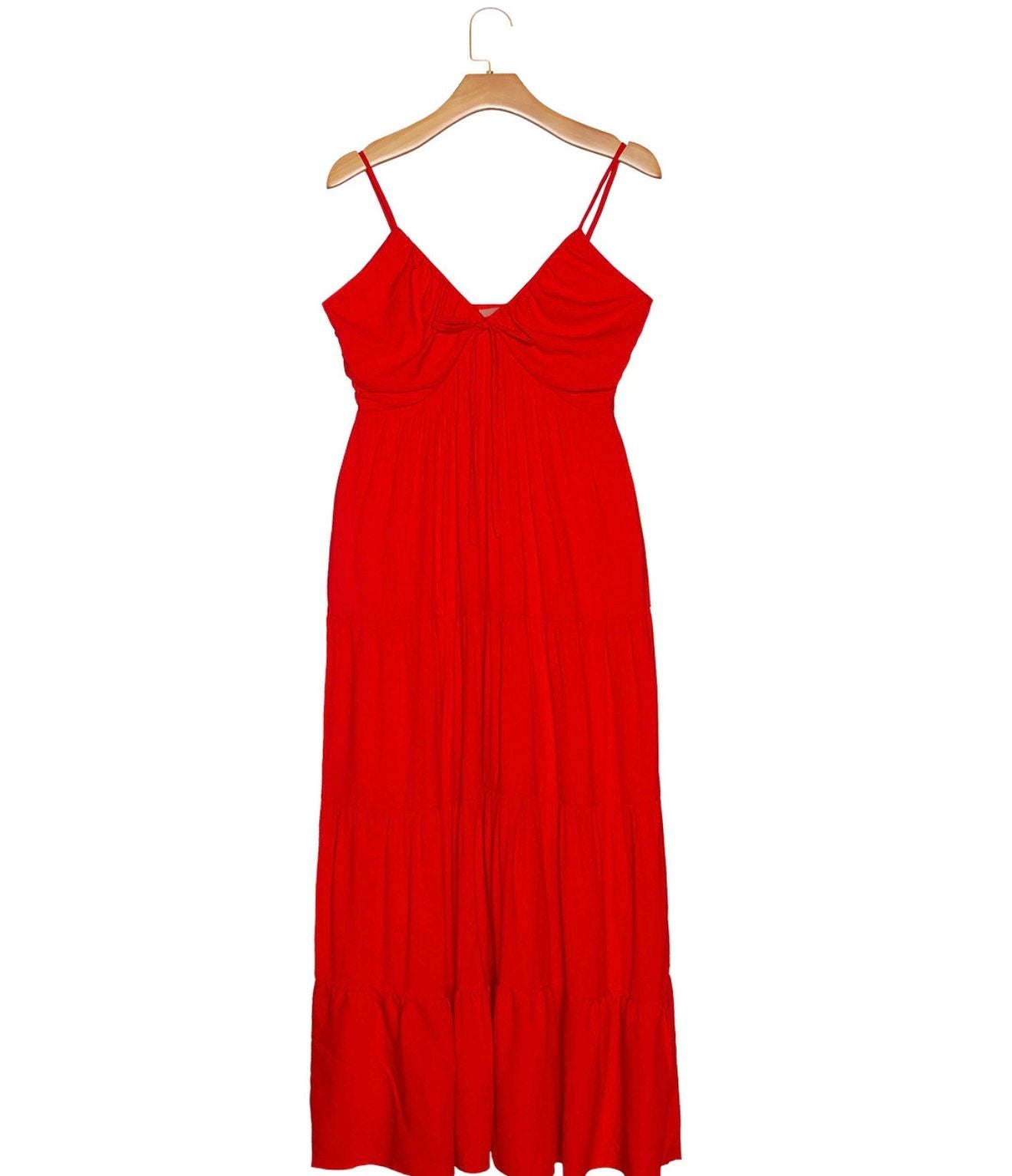 Vestido babados camadas - vermelho