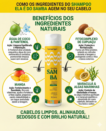 Kit Ela é do Samba Anti Frizz Amarjori Sh, Cond, Mas e Sérum