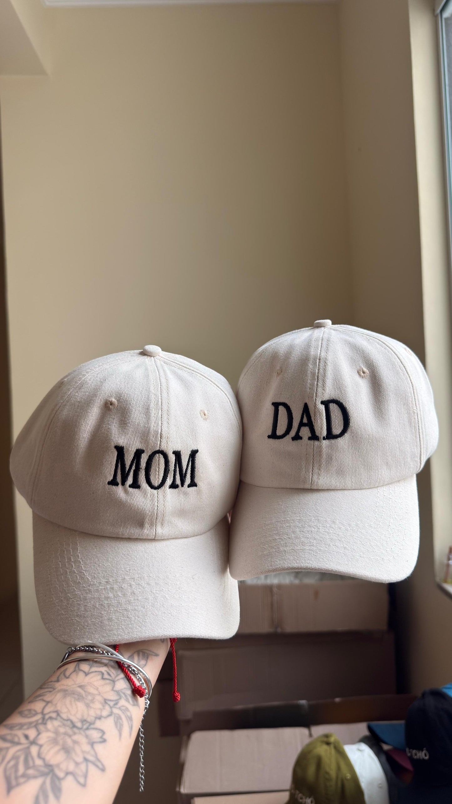 Kit boné MOM e DAD