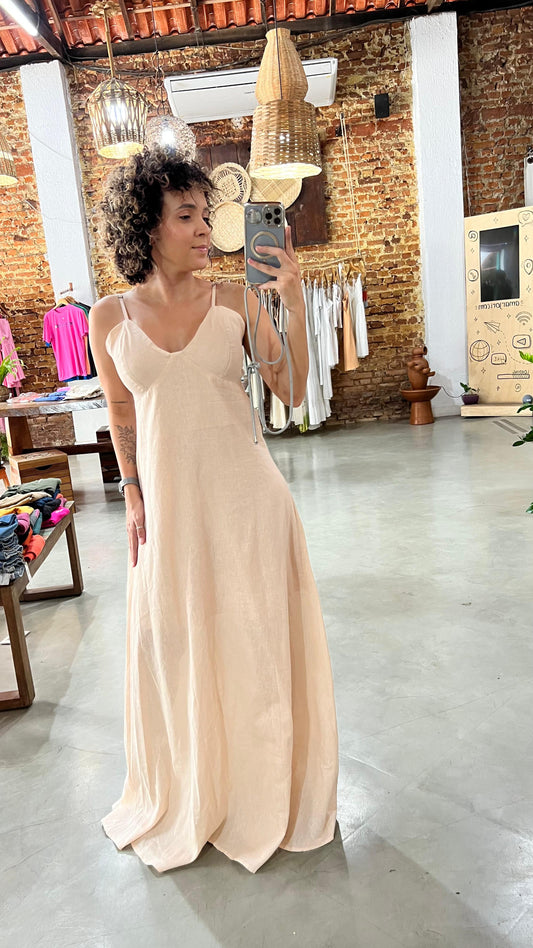 Vestido longo linho