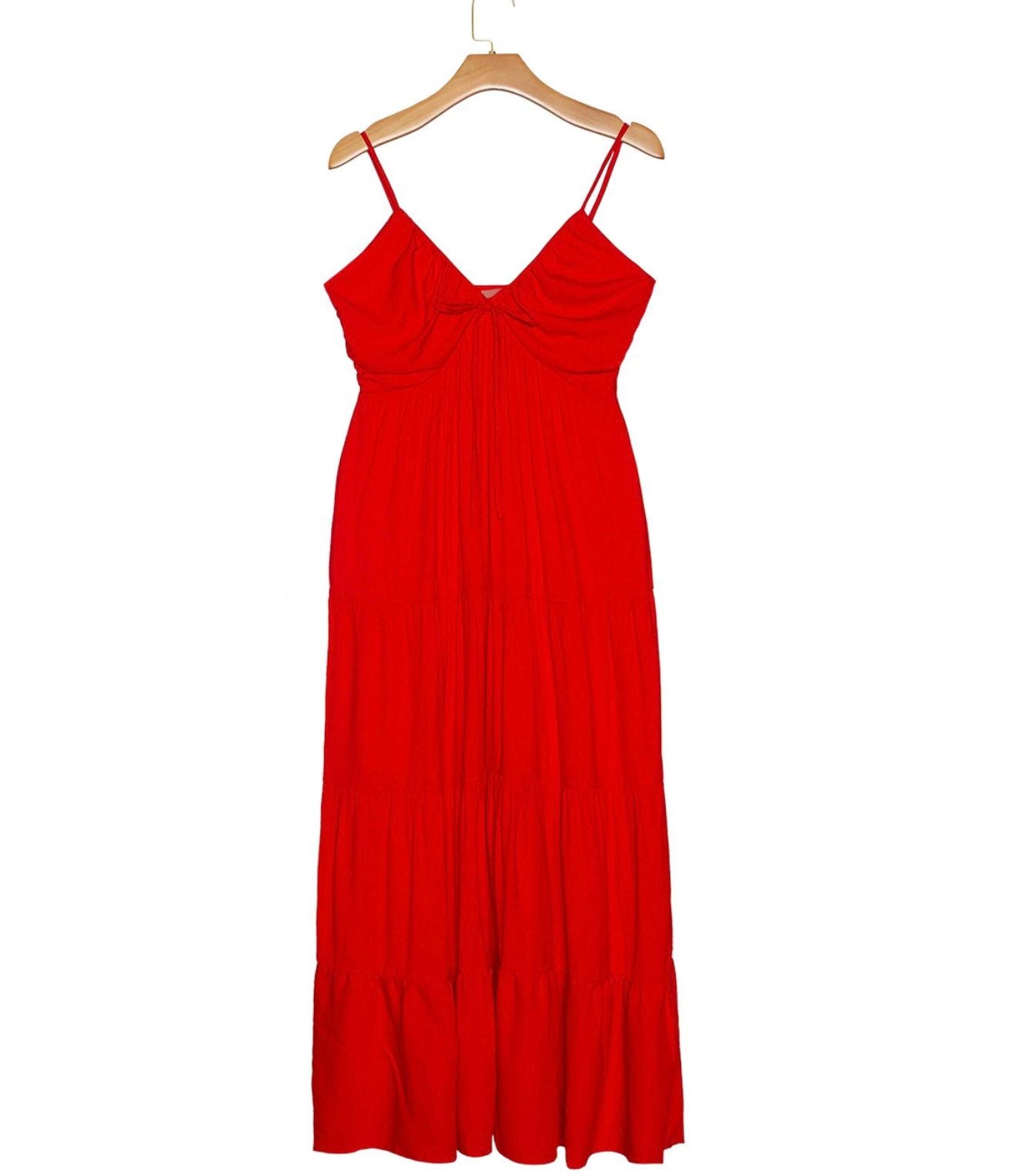 Vestido babados camadas - vermelho